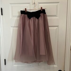 Dusty Pink and Black Bow Organza Princess Skirt Bowknot A Line Midi/Knee XL